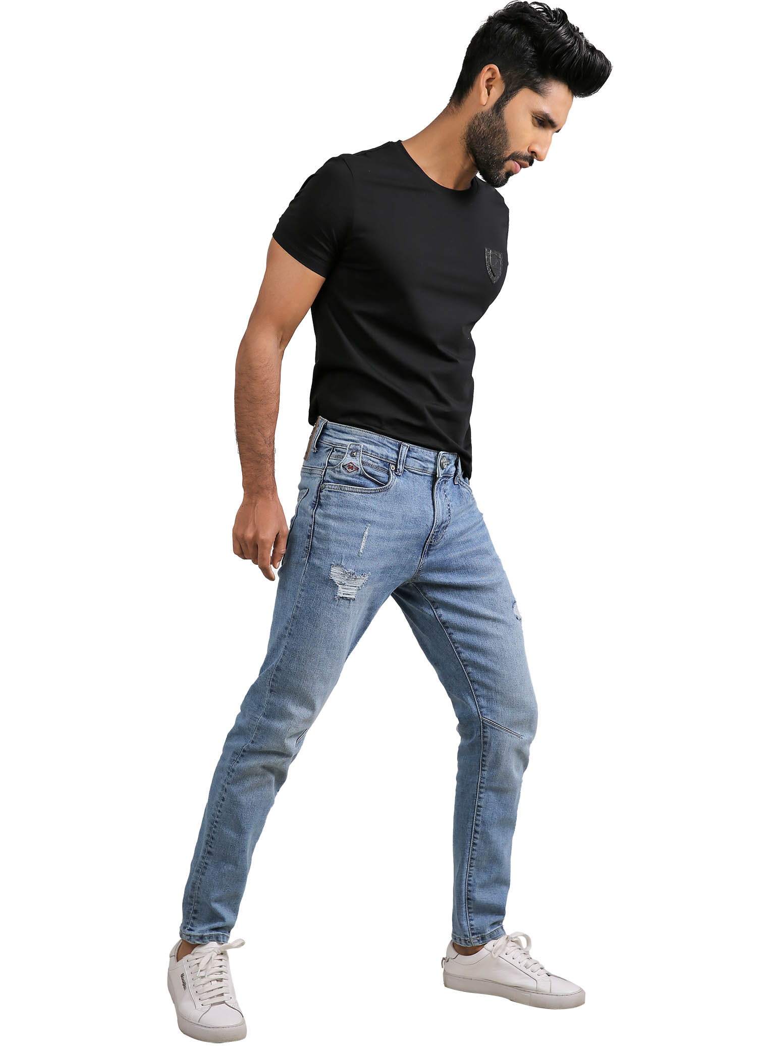 SLIM FIT DISTRESSED DENIM 